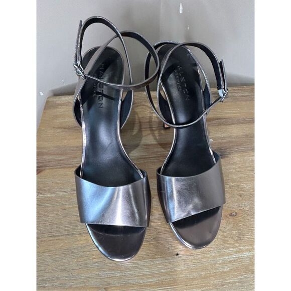 HALSTON HERITAGE LEATHER PLATFORM SANDALS - Picture 4 of 8